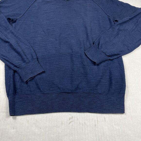 Lucky Brand Mens V-Neck Sweater Blue Long Sleeve Workwear Preppy Pullover S FLAW - Picture 2 of 11